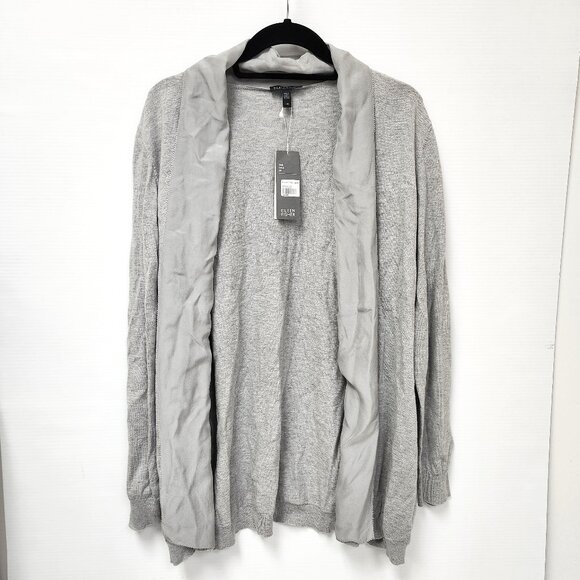 Eileen Fisher Women's Silver Cotton Cardigan W/Silk Edging Size Large - Picture 1 of 9